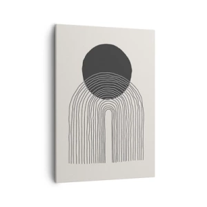 Bild auf Leinwand - Leinwandbild - Abstraktes Muster mit Linien und einem schwarzen Kreis auf hellem Hintergrund - 50x70cm - Zittern und Vertrauen - Moderne Wanddekoration für Wohnzimmer und Schlafzimmer ARTTOR
