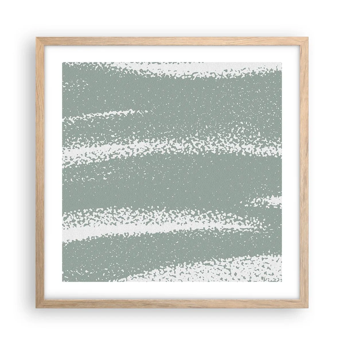 Poster in einem Rahmen aus heller Eiche - Abstraktion im Winterklima - 50x50 cm