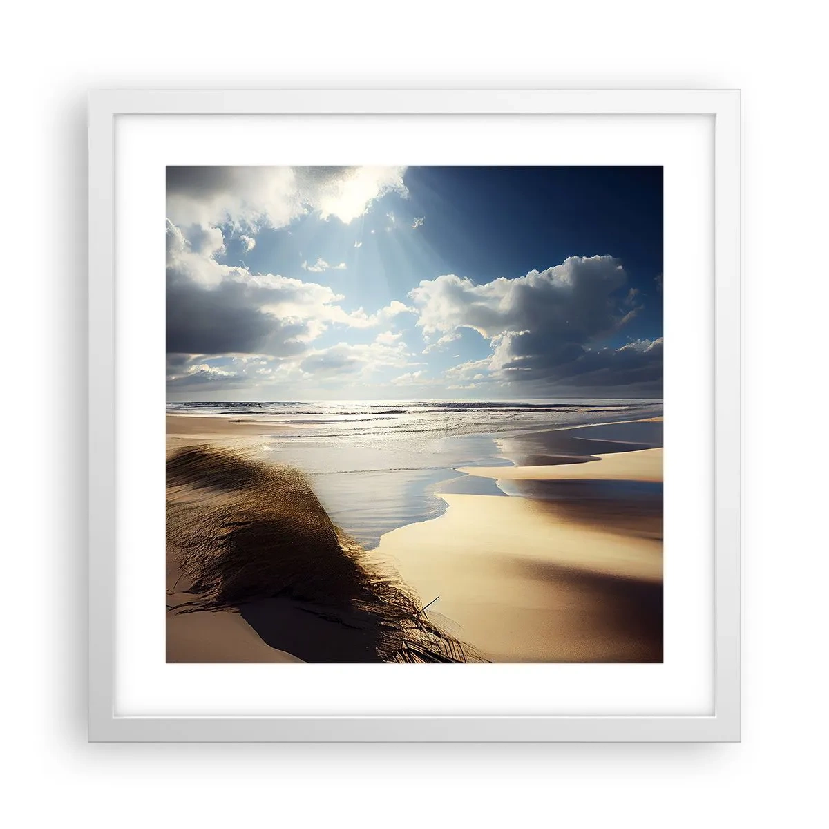 Poster in einem weißen Rahmen - Strand, wilder Strand - 40x40 cm