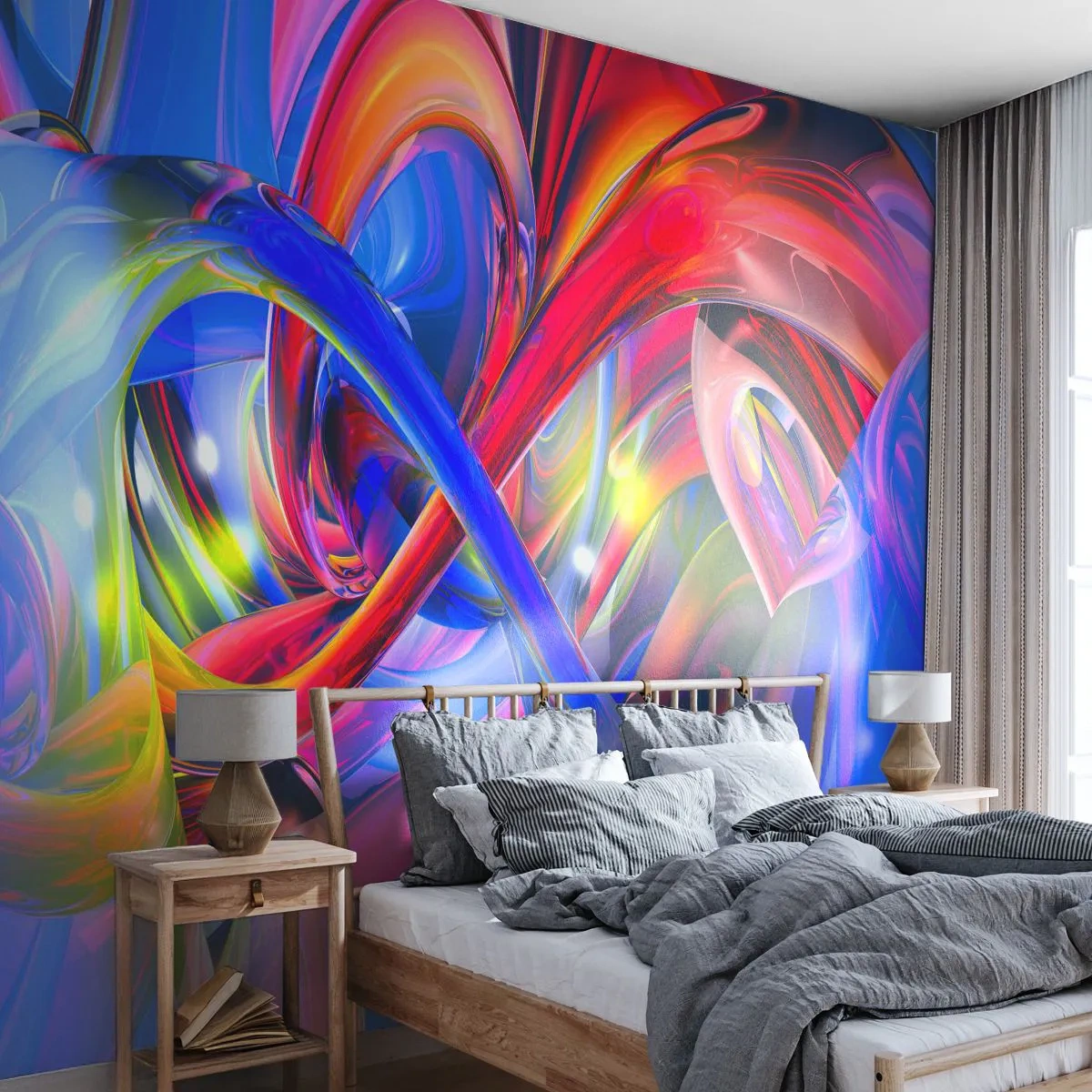 Fototapete Premium Sand - Bunte Abstraktion mit dynamischen Formen - 100x70cm - Ein Tanz der Farben - Moderne Wanddekoration für Wohnzimmer und Schlafzimmer ARTTOR