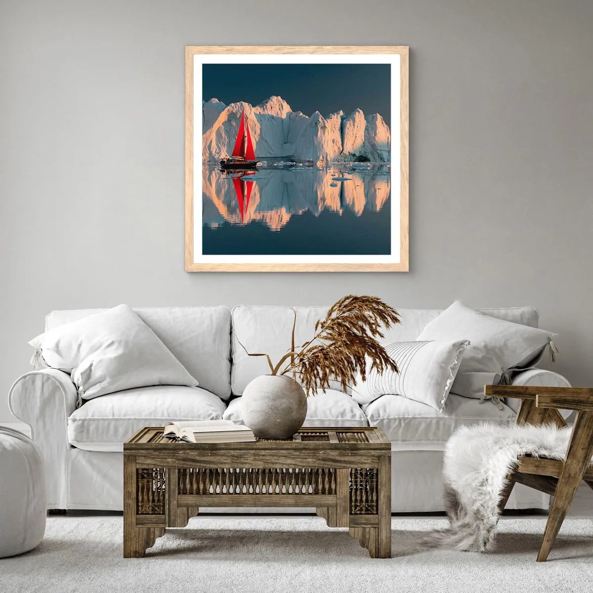 Poster in einem Rahmen aus heller Eiche - Am Rande der Welt - 50x50 cm