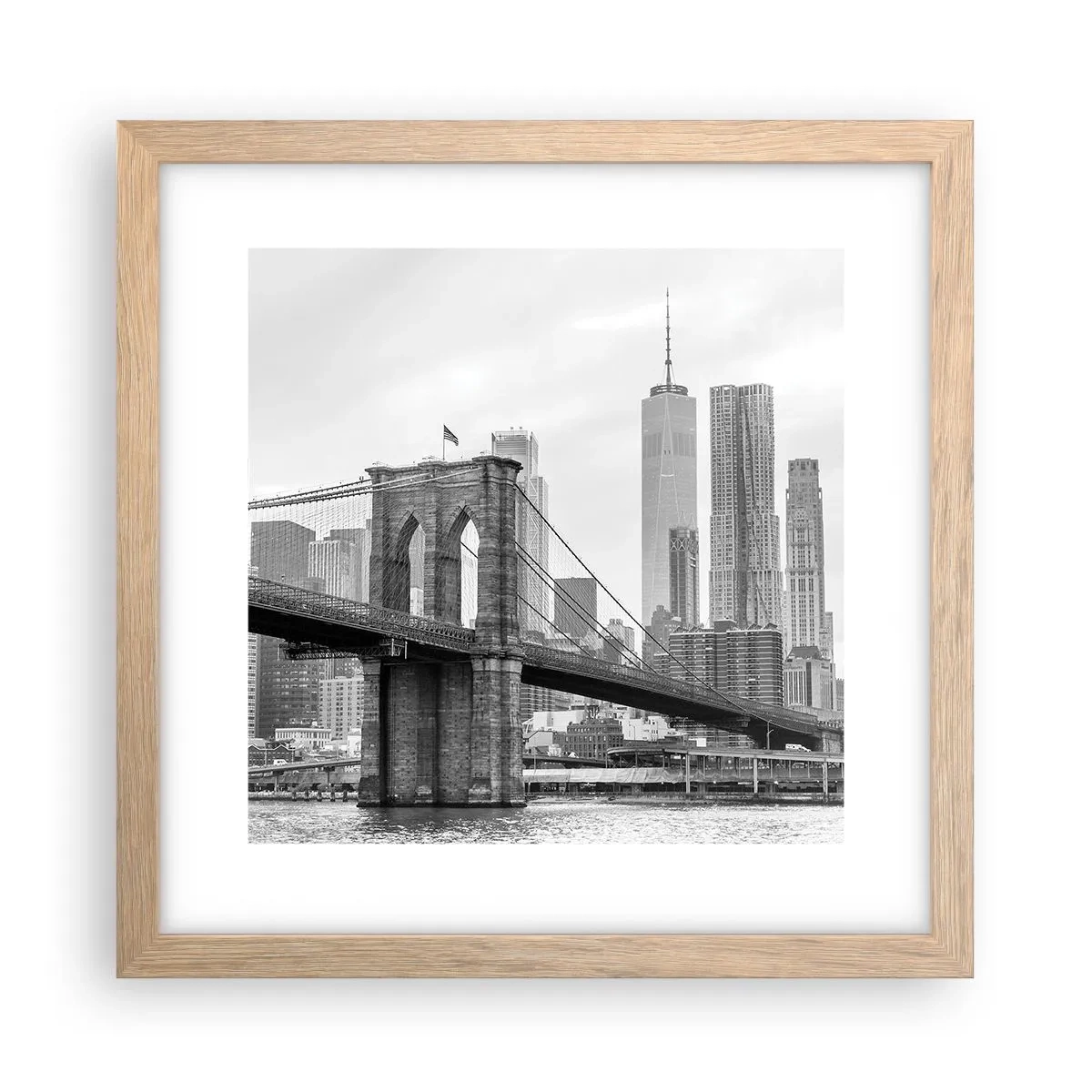 Poster in einem Rahmen aus heller Eiche - New Yorker Atmosphäre - 30x30 cm