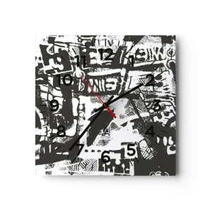 Wanduhr - Glasuhr - Ordnung oder Chaos? - 30x30 cm