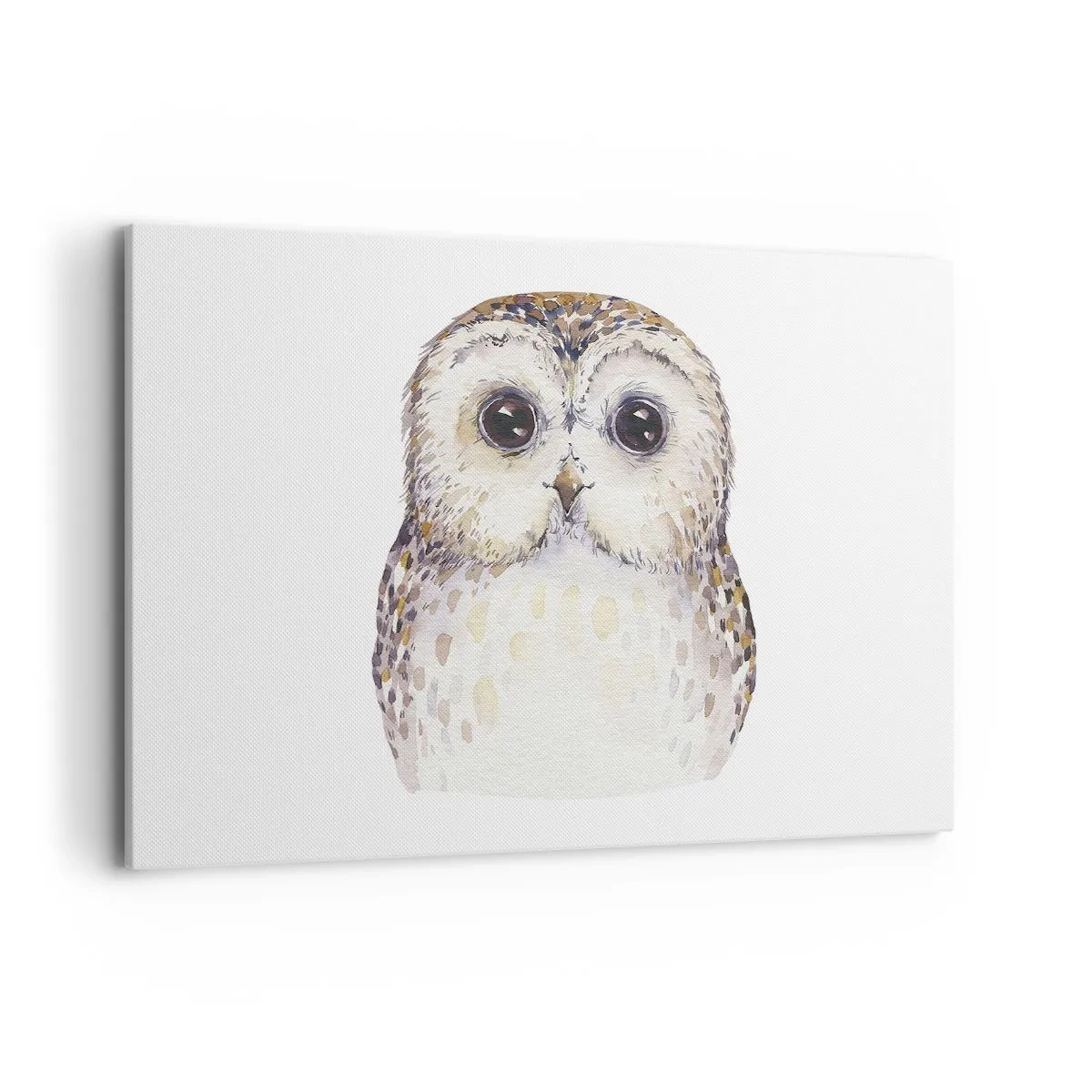 Bild auf Leinwand - Leinwandbild - Porträt einer Eule auf hellem Hintergrund mit zarten Farben - 120x80cm - Schau mir in die Augen - Moderne Wanddekoration für Wohnzimmer und Schlafzimmer ARTTOR