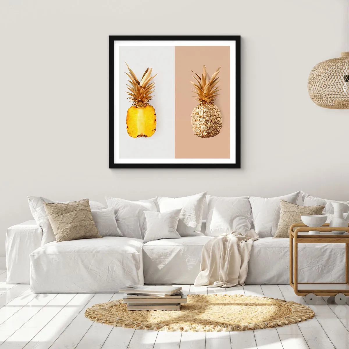Poster in einem schwarzem Rahmen - Ananas für uns - 30x30 cm