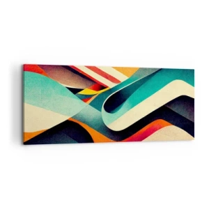 Bild auf Leinwand - Leinwandbild - Bunte abstrakte Wellen in einer dynamischen Komposition - 120x50cm - Intensive Komposition - Moderne Wanddekoration für Wohnzimmer und Schlafzimmer ARTTOR