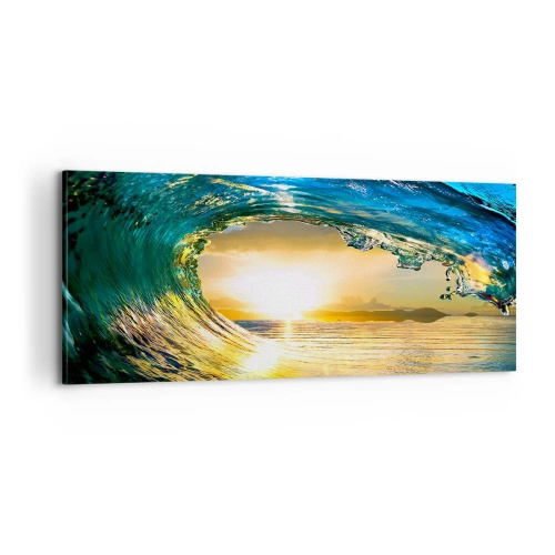 Bild auf Leinwand - Leinwandbild - In einem smaragd-goldenen Kristall - 100x40 cm