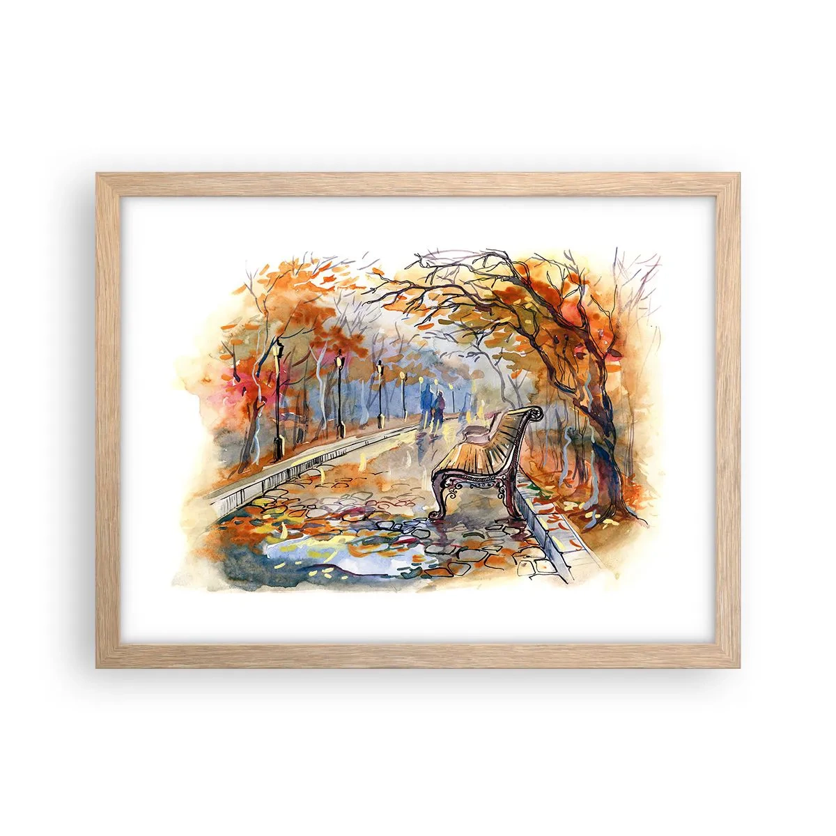 Poster in einem Rahmen aus heller Eiche - Gemeinsam im Herbst wandern - 40x30 cm