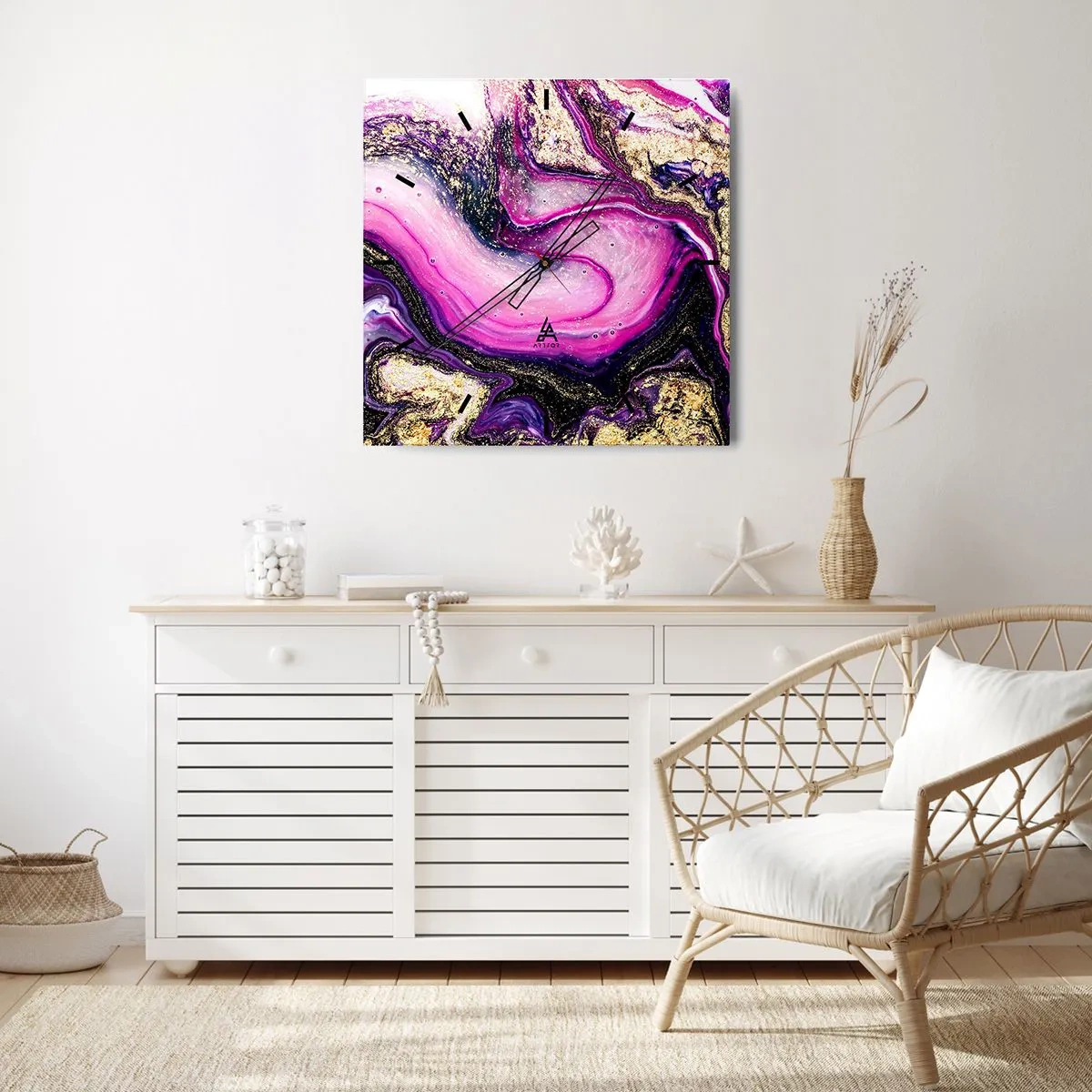 Wanduhr - Glasuhr - Ein Moment hinter den Kulissen - 40x40 cm