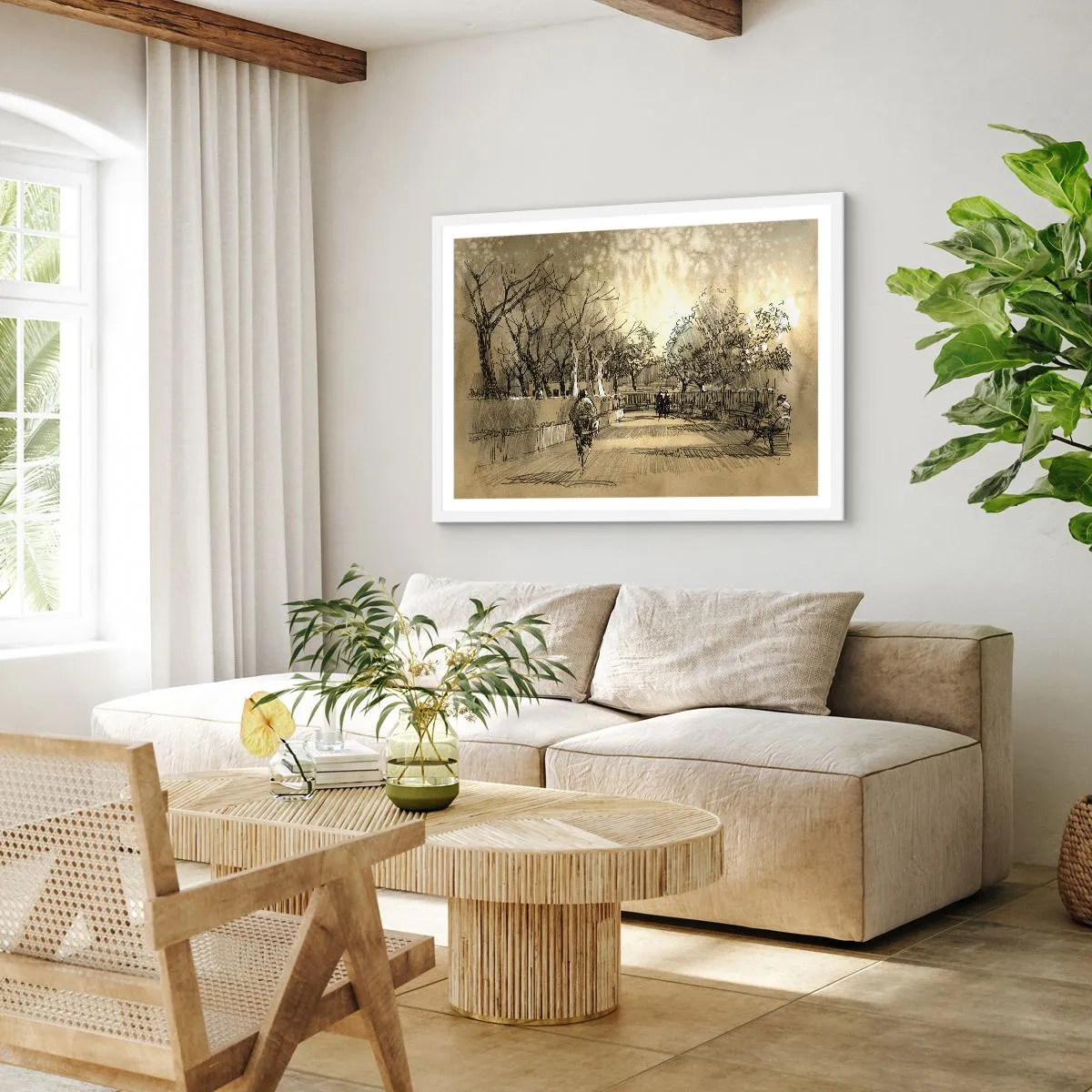 Poster in einem weißen Rahmen - Ein Moment mit einer Feder angehalten - 70x50 cm