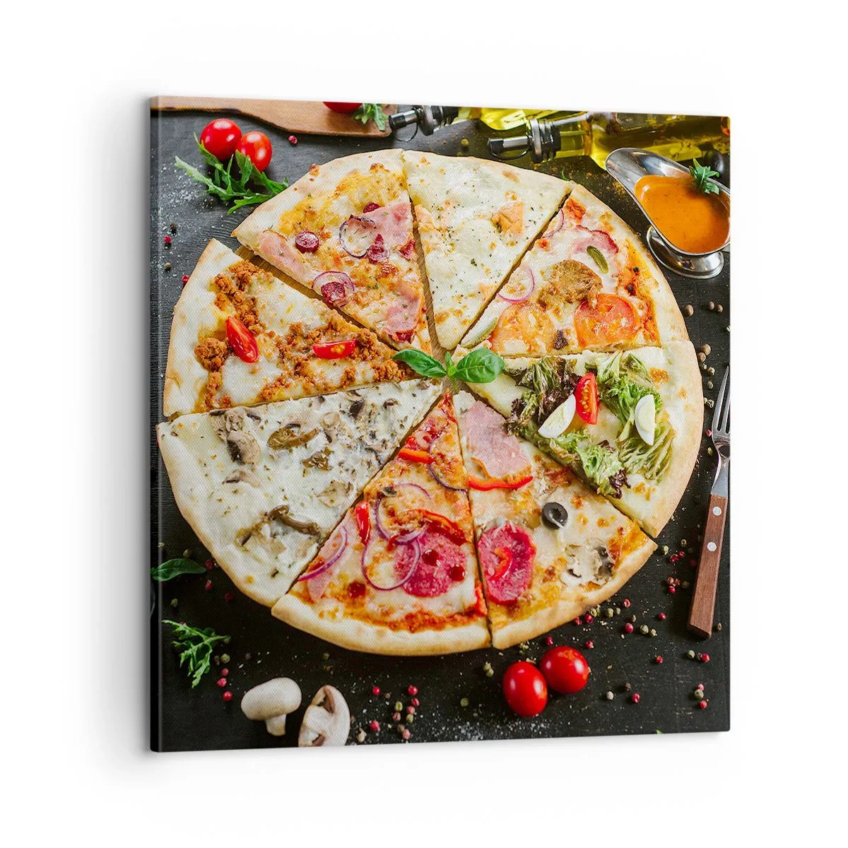 Bild auf Leinwand - Leinwandbild - Eine Reihe von Geschmacksrichtungen - 60x60 cm