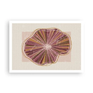 Poster - Abstraktes Baumscheibenmuster in Rosatönen - 100x70cm - Strahlende Abstraktion - Moderne Wanddekoration für Wohnzimmer und Schlafzimmer ARTTOR