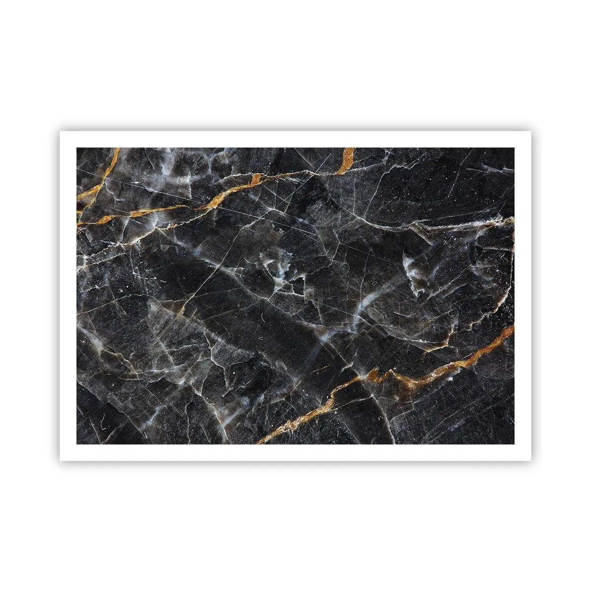 Poster - Schwarz-goldene Details der Marmoroberfläche - 100x70cm - Das Innenleben des Steins - Moderne Wanddekoration für Wohnzimmer und Schlafzimmer ARTTOR