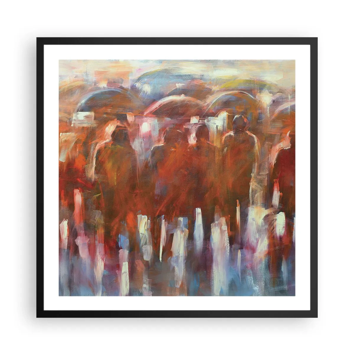 Poster in einem schwarzem Rahmen - Auch bei Regen und Nebel - 60x60 cm