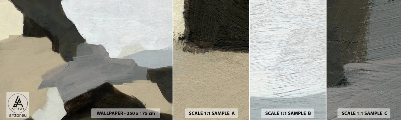 Fototapeten Muster Selbstklebend Deluxe Sticker - Abstraktion: Scheideweg des Graus - Abstraktion, Stück, Farben - 100x30 cm