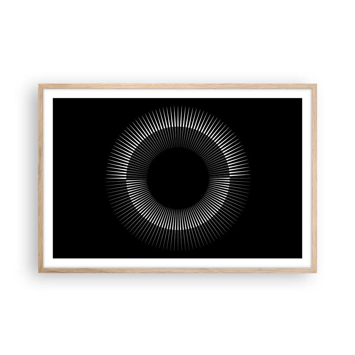 Poster in einem Rahmen aus heller Eiche - Schwarze Sonne - 91x61 cm
