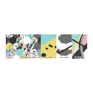 Fototapeten Muster Selbstklebend Deluxe Sticker - Sechsecke und Würfel in sechs Farben - Abstraktion, Stück, Modernes Muster - 100x30 cm