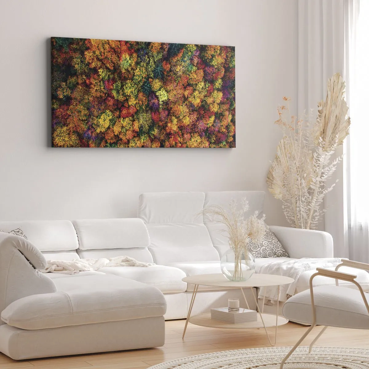 Bild auf Leinwand - Leinwandbild - Blumenstrauß aus Herbstbäumen - 100x40 cm