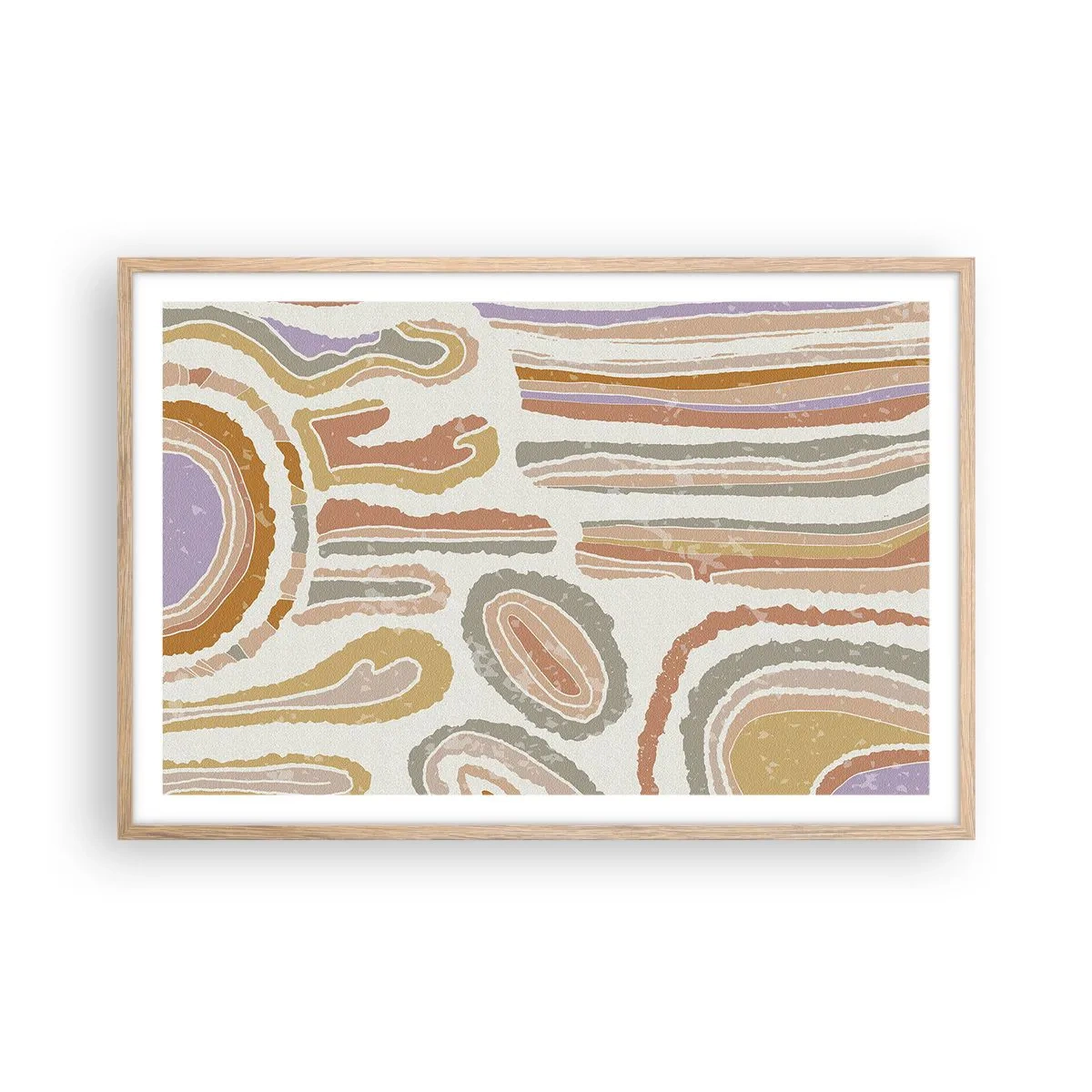 Poster in einem Rahmen aus heller Eiche - Bunte Querschnitte - 91x61 cm