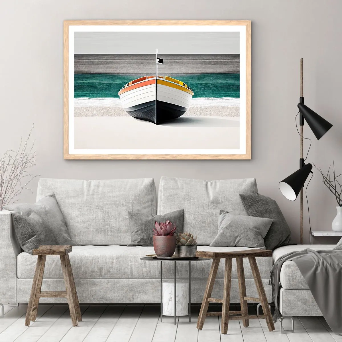 Poster in einem Rahmen aus heller Eiche - An seinem Platz - 50x40 cm