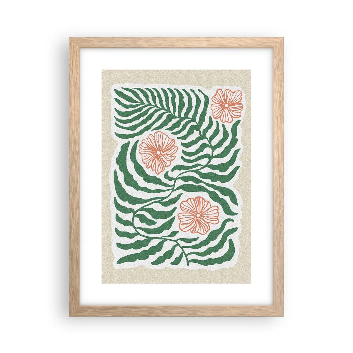 Poster in einem Rahmen aus heller Eiche - Aufgeblüht in Grün - 30x40 cm