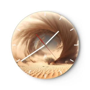 Wanduhr - Glasuhr - Eine Wüstenlandschaft mit einer wirbelnden portalartigen Struktur - 30x30cm - Geöffnetes Portal - Moderne Wanddekoration für Wohnzimmer, Küche und Schlafzimmer ARTTOR