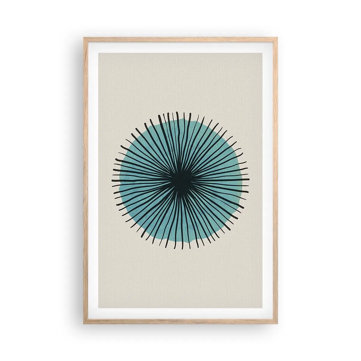 Poster in einem Rahmen aus heller Eiche - Strahlend im Blau - 61x91 cm