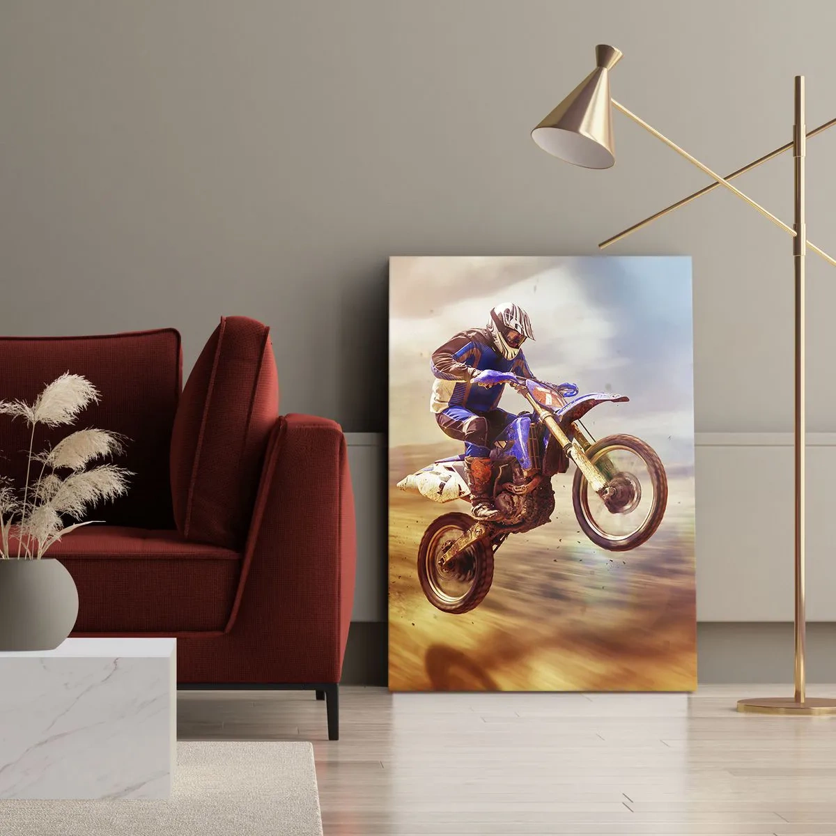 Bild auf Leinwand - Leinwandbild - Motorradschwindel - 65x120 cm