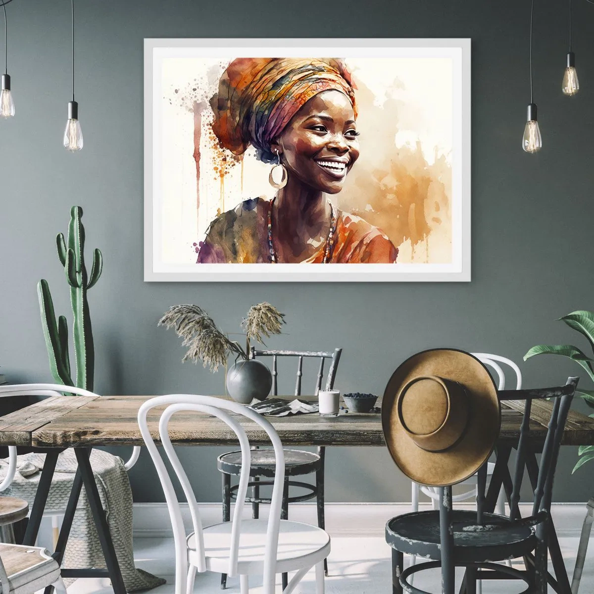 Poster in einem weißen Rahmen - Afrikanische Königin - 70x50 cm