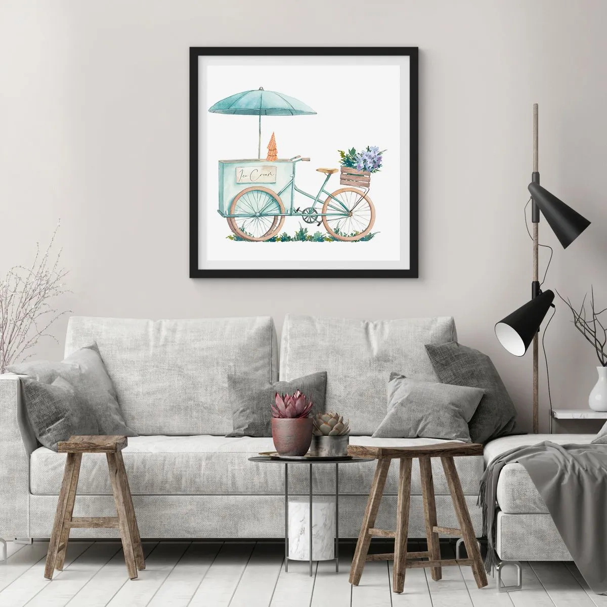 Poster in einem schwarzem Rahmen - Süße Erinnerung an den Sommer - 30x30 cm
