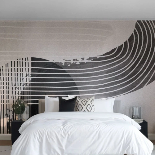 Fototapete Premium Canvas - Abstraktes Muster mit Linien und geometrischen Formen - 100x70cm - Hin und zurück - Moderne Wanddekoration für Wohnzimmer und Schlafzimmer ARTTOR