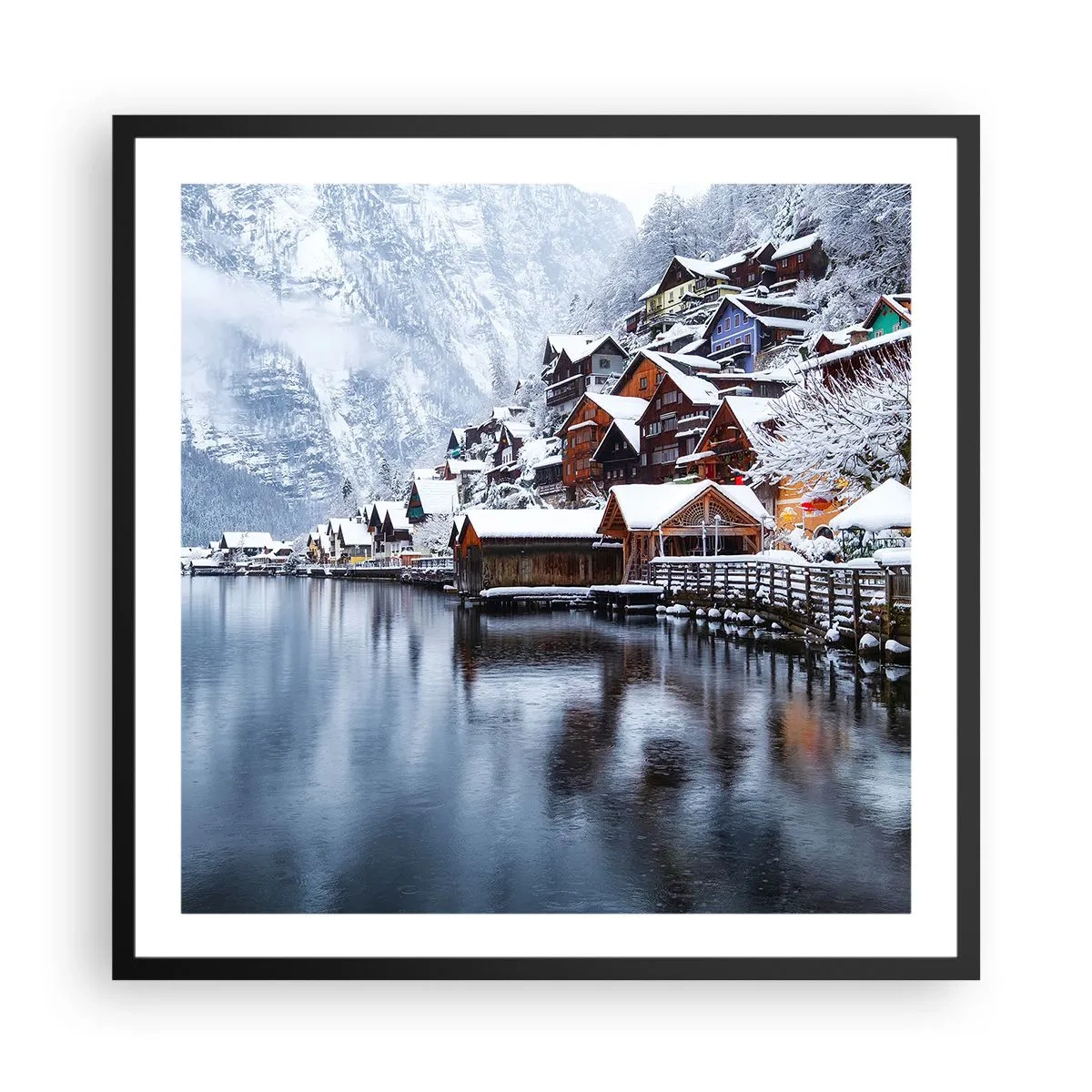 Poster in einem schwarzem Rahmen - In winterlicher Dekoration - 60x60 cm