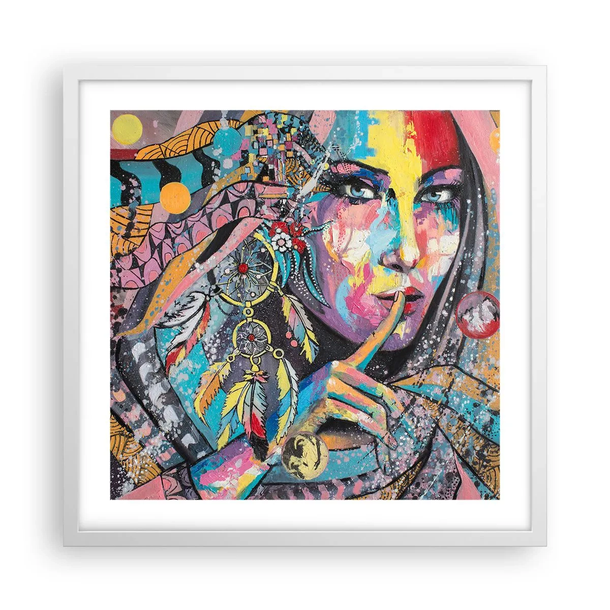 Poster in einem weißen Rahmen - Sei still, bis du verstehst - 50x50 cm