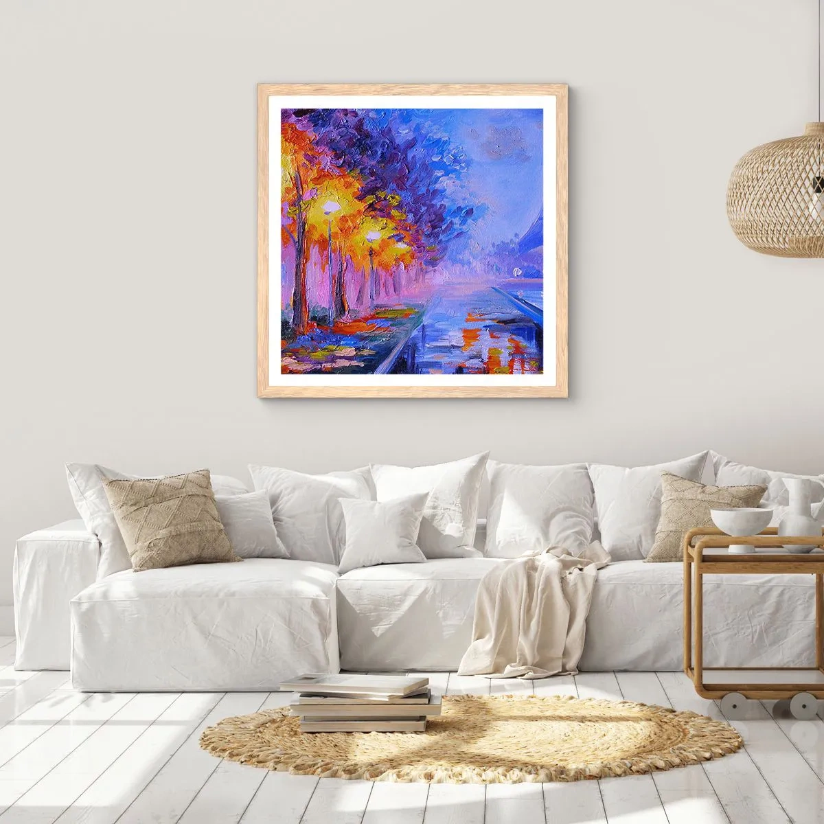 Poster in einem Rahmen aus heller Eiche - Ein Traumspaziergang - 50x50 cm