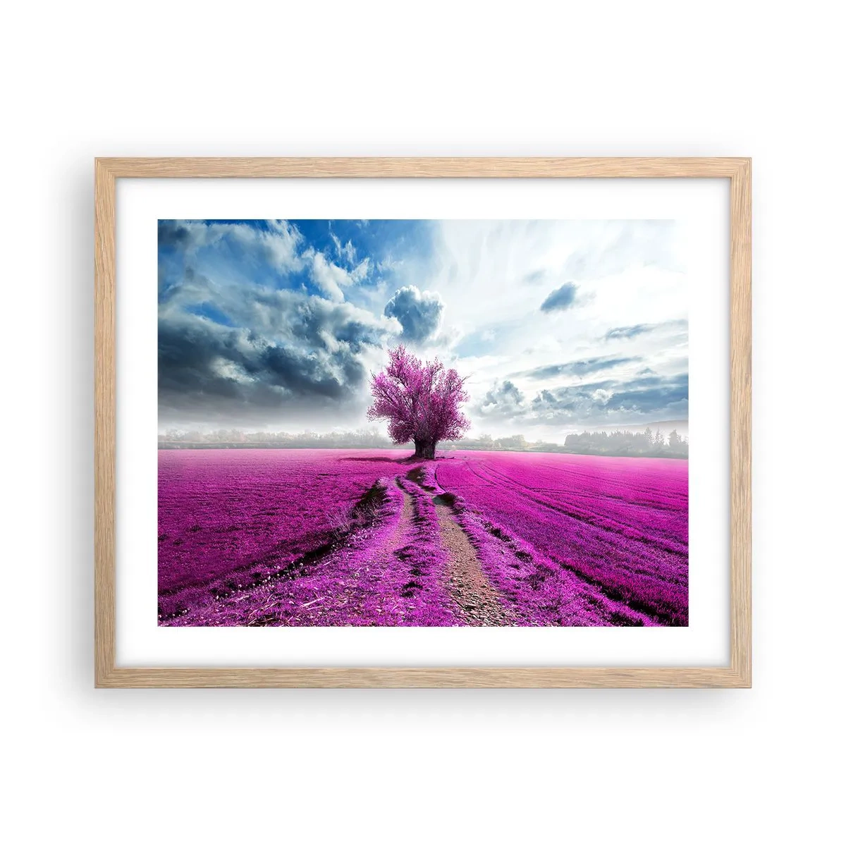 Poster in einem Rahmen aus heller Eiche - Heide - Wildnis - 50x40 cm