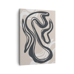 Bild auf Leinwand - Leinwandbild - Abstrakte Linien in dunklen Farbtönen auf beigem Hintergrund - 50x70cm - Vervielfachter Ausdruck - Moderne Wanddekoration für Wohnzimmer und Schlafzimmer ARTTOR