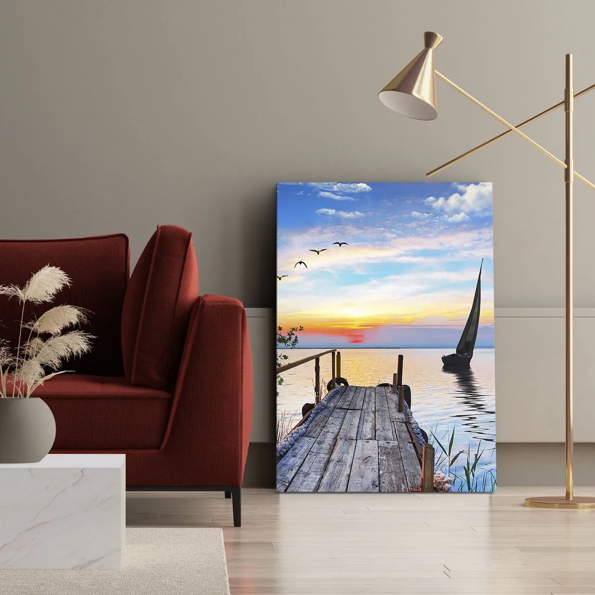 Bild auf Leinwand - Leinwandbild - Guten Abend - 65x120 cm