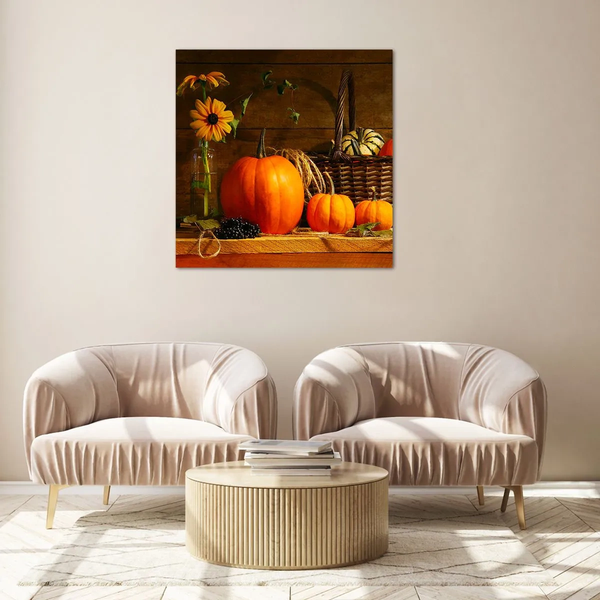 Glasbild - Bild auf glas - Eine rustikale Komposition - Geschenke des Herbstes - 30x30 cm