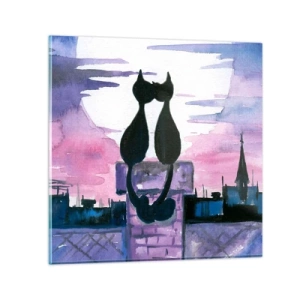 Glasbild - Bild auf glas - Rendez-vous unter dem Mond - 70x70 cm