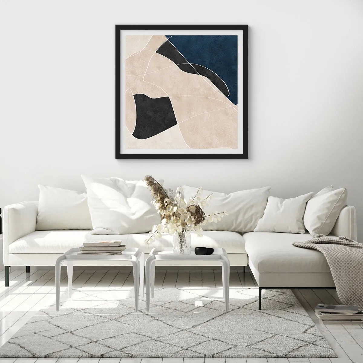 Poster in einem schwarzem Rahmen - Abstrakte Komposition – Farbkontrast - 40x40 cm