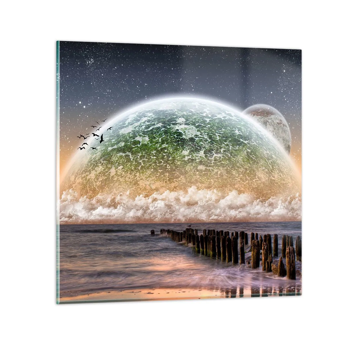 Glasbild - Bild auf glas - Und die Welt tauchte aus dem Wasser auf - 60x60 cm