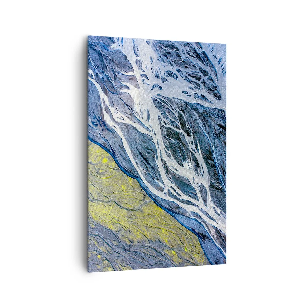 Bild auf Leinwand - Leinwandbild - Abstrakte Vogelperspektive auf mäandernde Flussbetten - 80x120cm - Felsmalereien der Natur - Moderne Wanddekoration für Wohnzimmer und Schlafzimmer ARTTOR