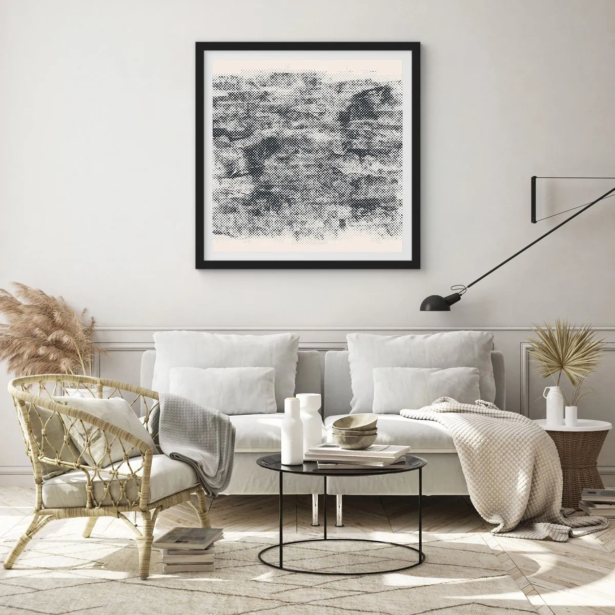 Poster in einem schwarzem Rahmen - Nebelige Komposition - 40x40 cm