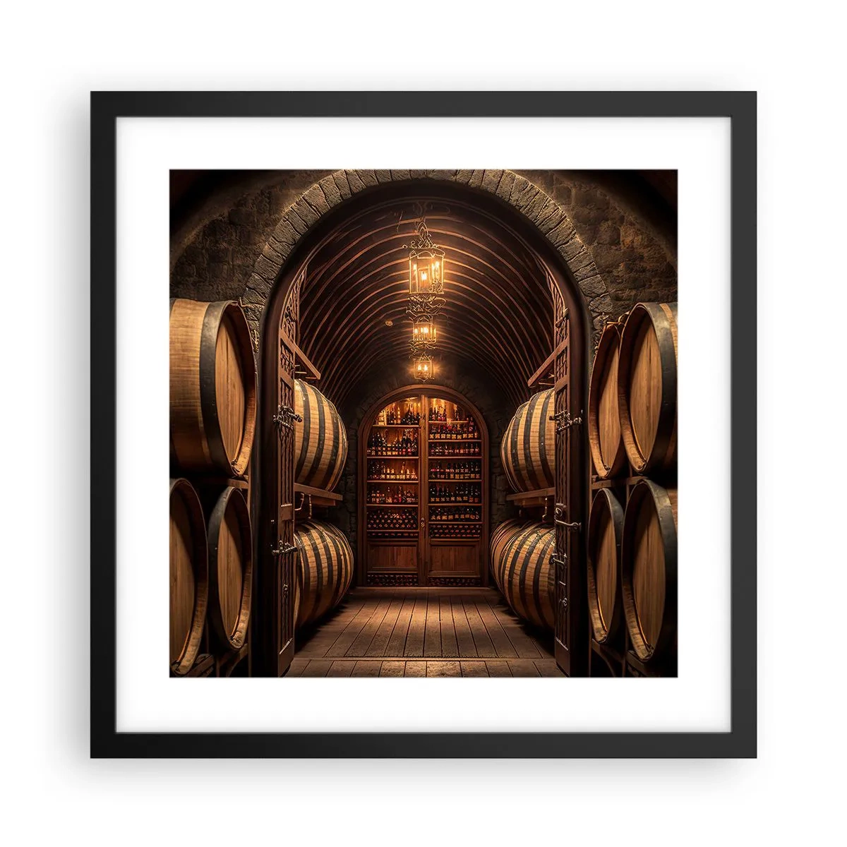 Poster in einem schwarzem Rahmen - Stimmungsvoller Keller - 40x40 cm