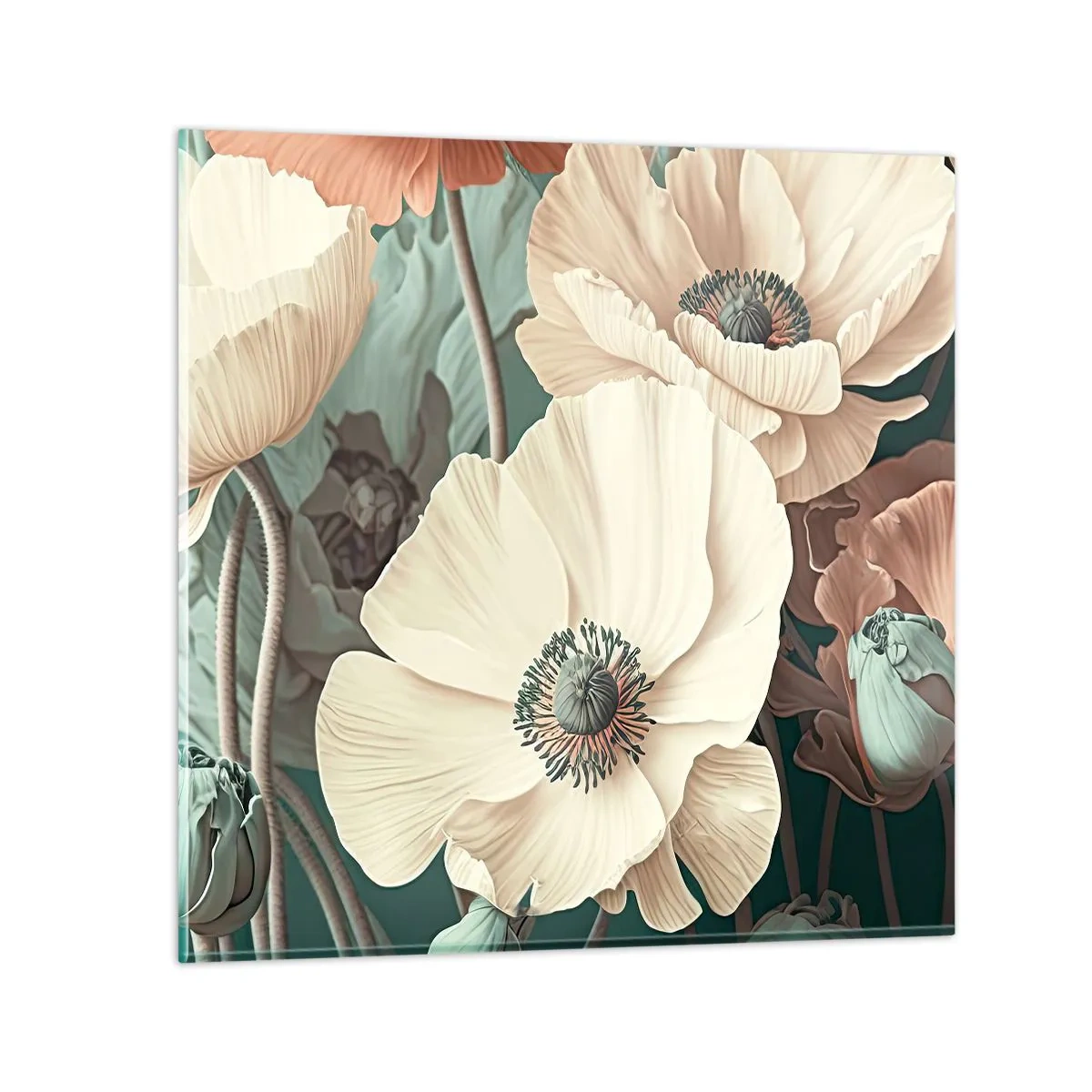 Glasbild - Bild auf glas - Flüstern von Mohnblumen - 60x60 cm