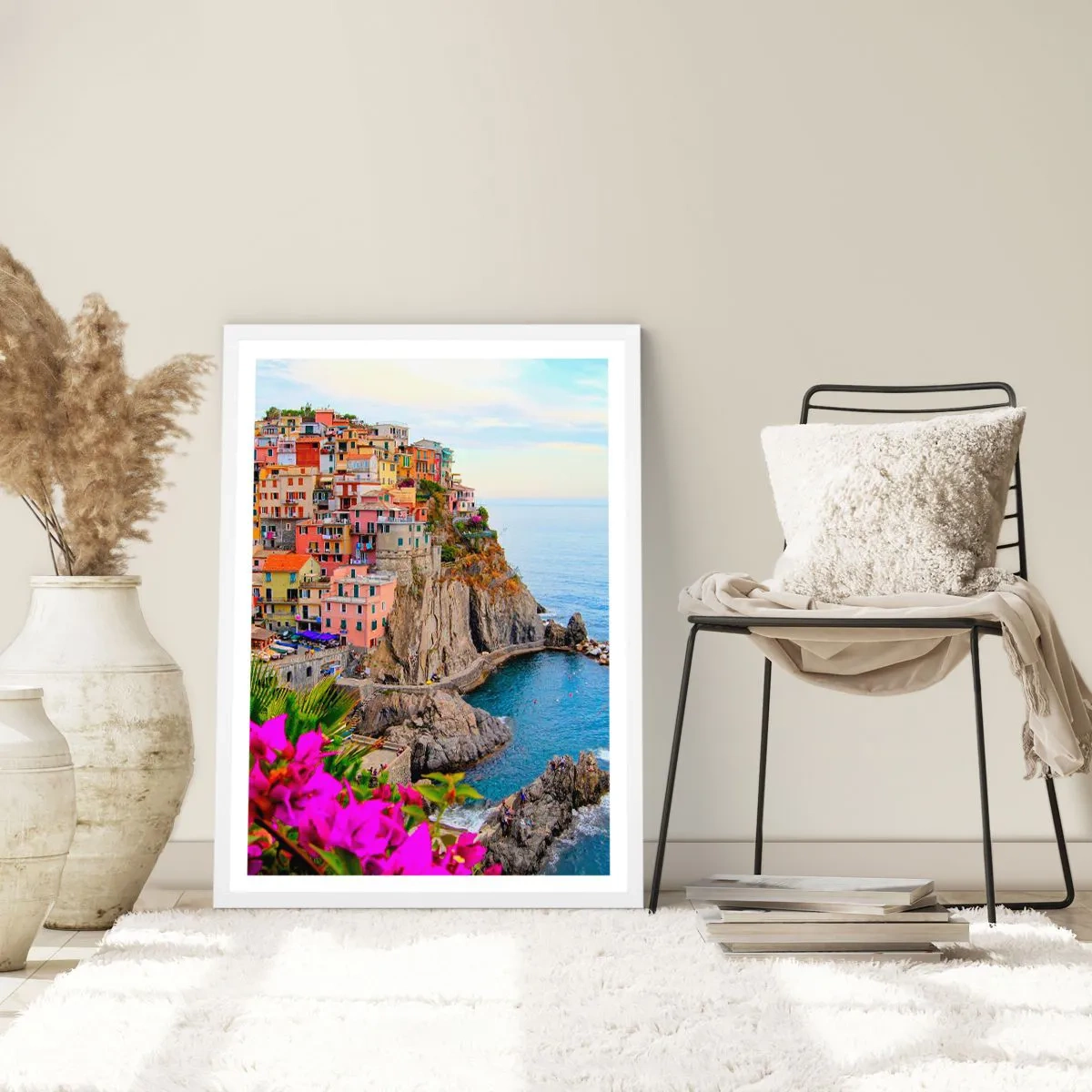 Poster in einem weißen Rahmen - Lachende Stadt - 50x70 cm