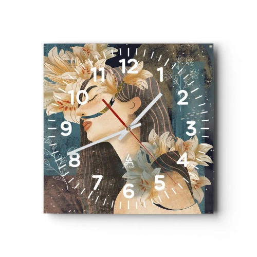 Wanduhr - Glasuhr - Ein Märchen über eine Prinzessin mit Lilien - 30x30 cm