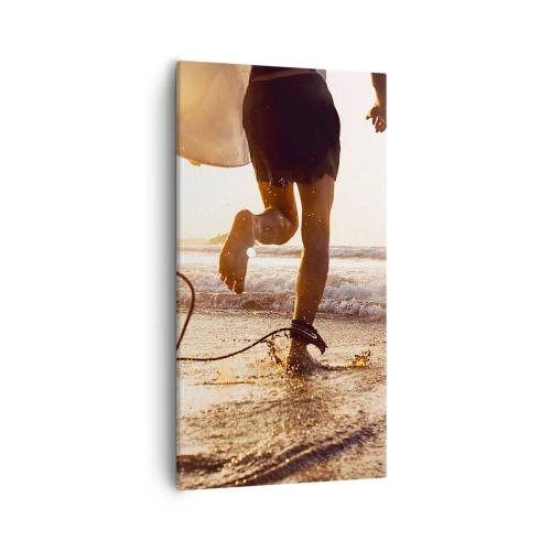 Bild auf Leinwand - Leinwandbild - Um die Welle zu treffen - 55x100 cm