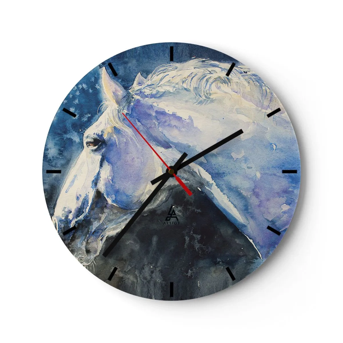 Wanduhr - Glasuhr - Porträt in blauem Glanz - 40x40 cm