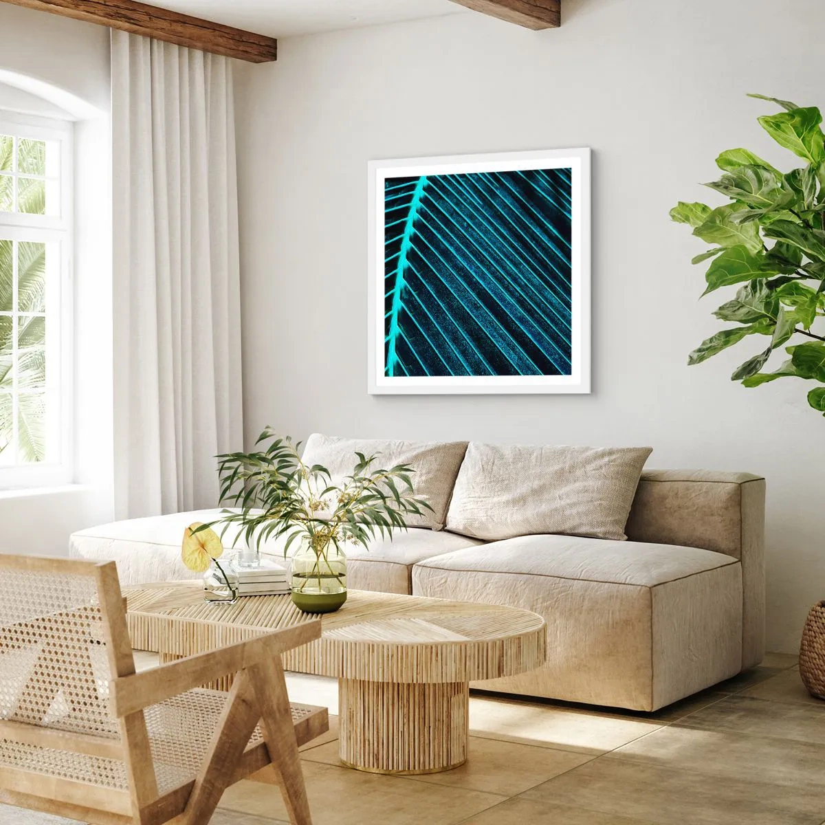Poster in einem weißen Rahmen - Grüne Textur - 40x40 cm